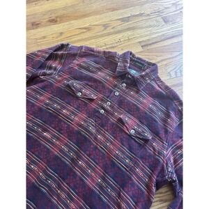 Vintage Orvis Mens Aztec Navajo Southwest Flannel Pullover Shirt Red Size Large